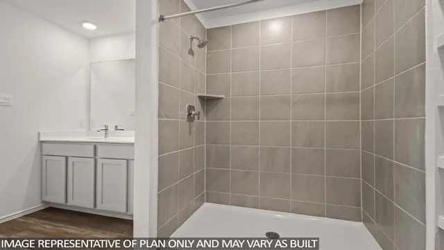 a bathroom with a shower