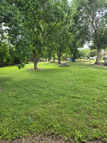 a huge green field with lots of trees