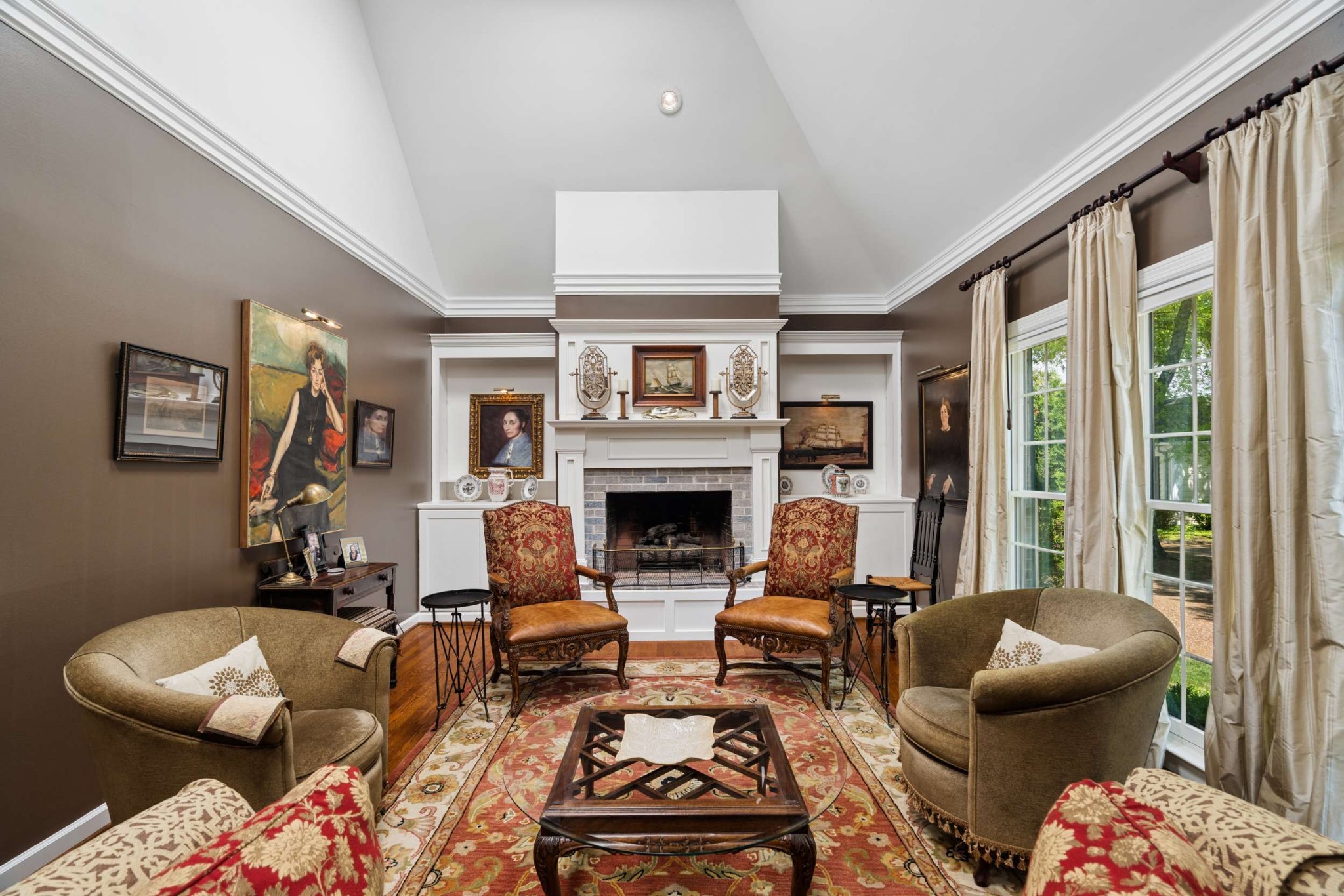 2723 Abbott Martin Road Nashville, TN 37215 - Photo 8 of 45 a living room with furniture and a fireplace