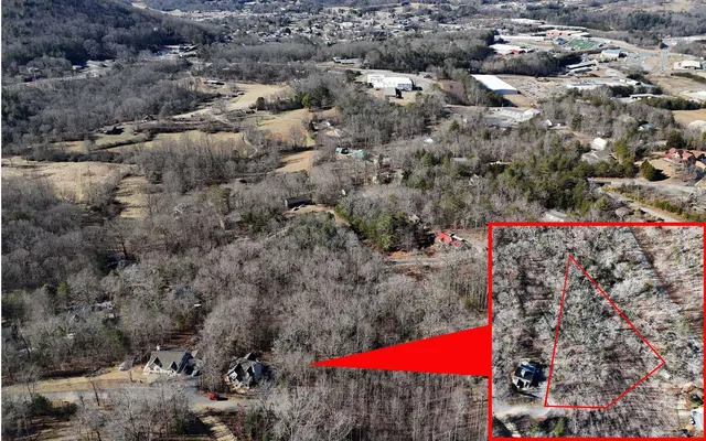 an aerial view of a house and mountain view