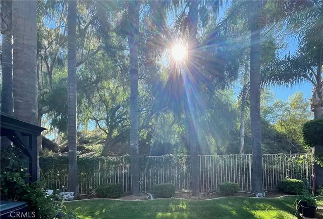 a backyard of a house with lots of green space and trees