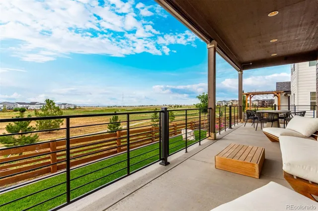 a view of balcony with seating space
