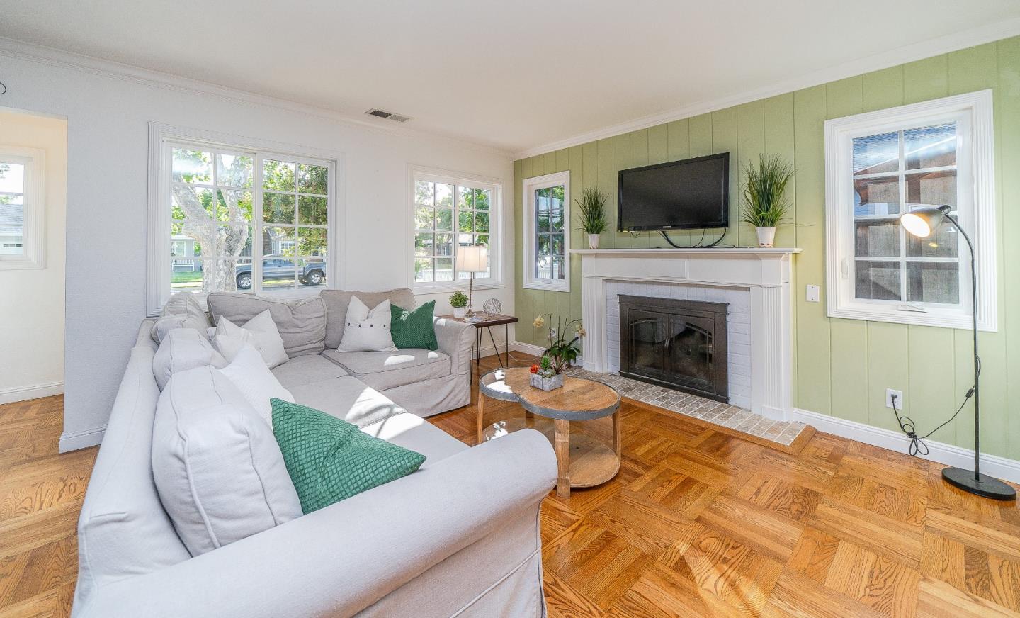 1896 Ellen Avenue San Jose, CA 95125 - Photo 8 of 50 a living room with furniture a fireplace and a flat screen tv