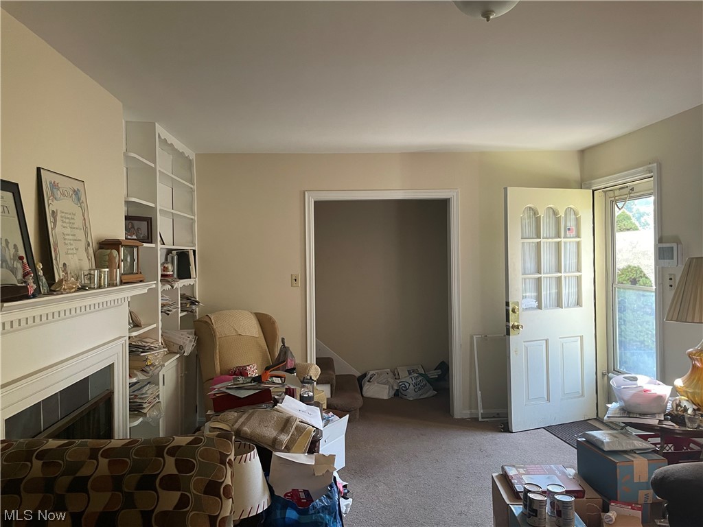 3835 Covington Road Cleveland, OH 44121 - Photo 2 of 34 Misc room with light colored carpet and a tile fireplace