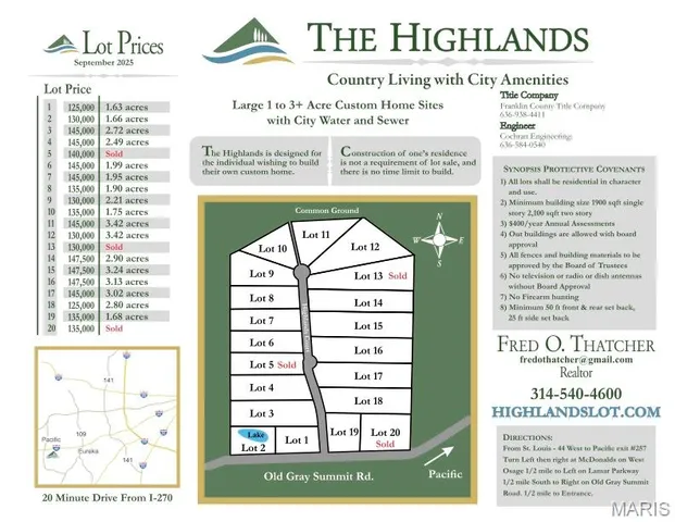 $125,000 | 0 Lot 1 The Highlands Court, Pacific, MO 63069