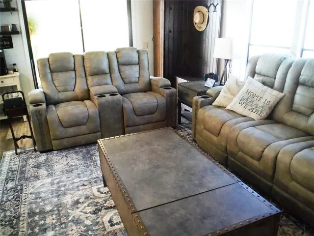 a living room with furniture