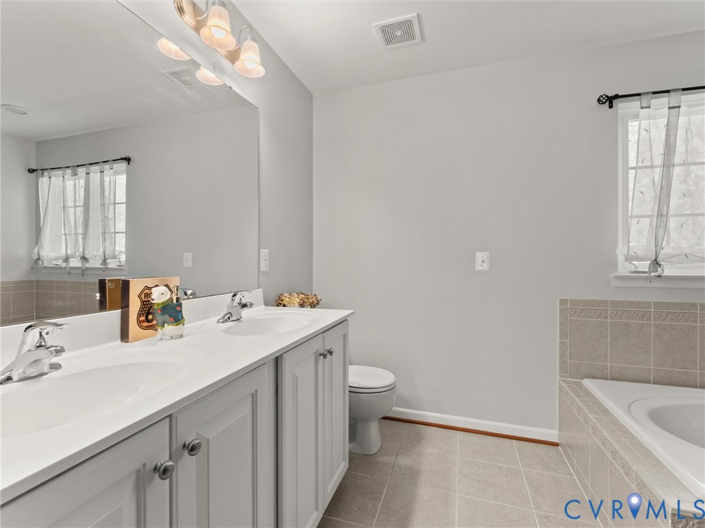 126 Reedy Creek Road Louisa, VA 23093 - Photo 40 of 65 Bathroom featuring a dual vanity with light-colore