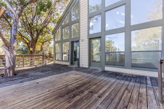 a view of a house with a wooden floor