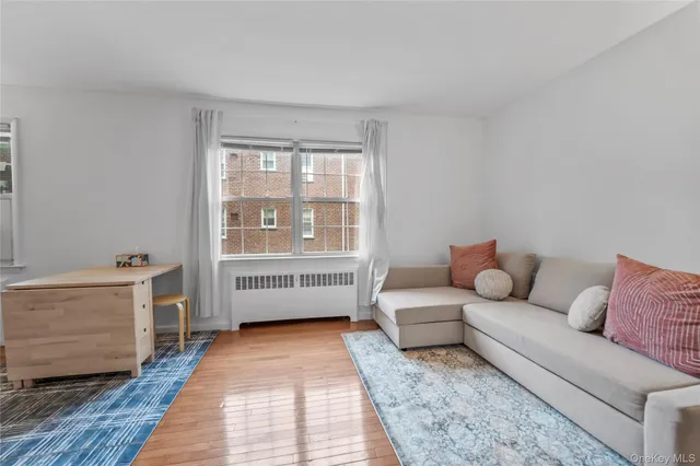 a living room with furniture and a rug