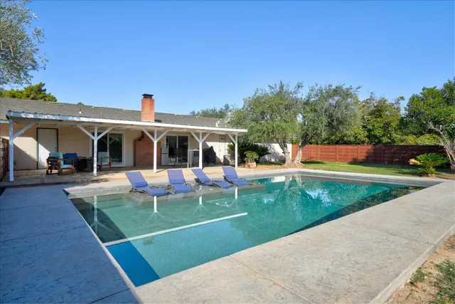 a view of an house with swimming pool garden view