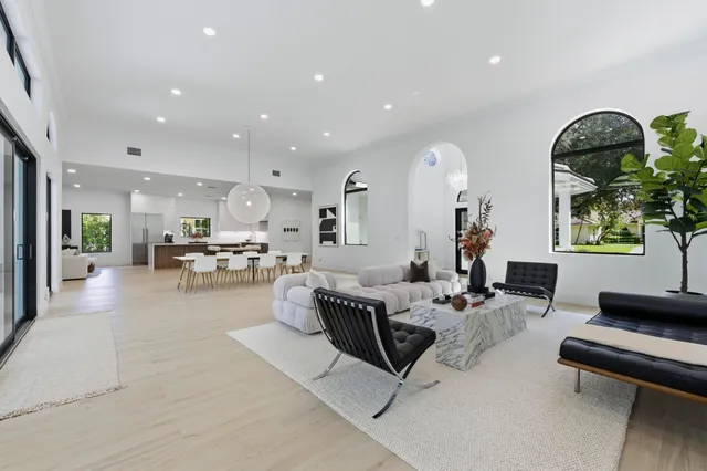 a view of a dining area with furniture