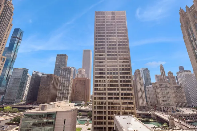 a view of a city with tall buildings