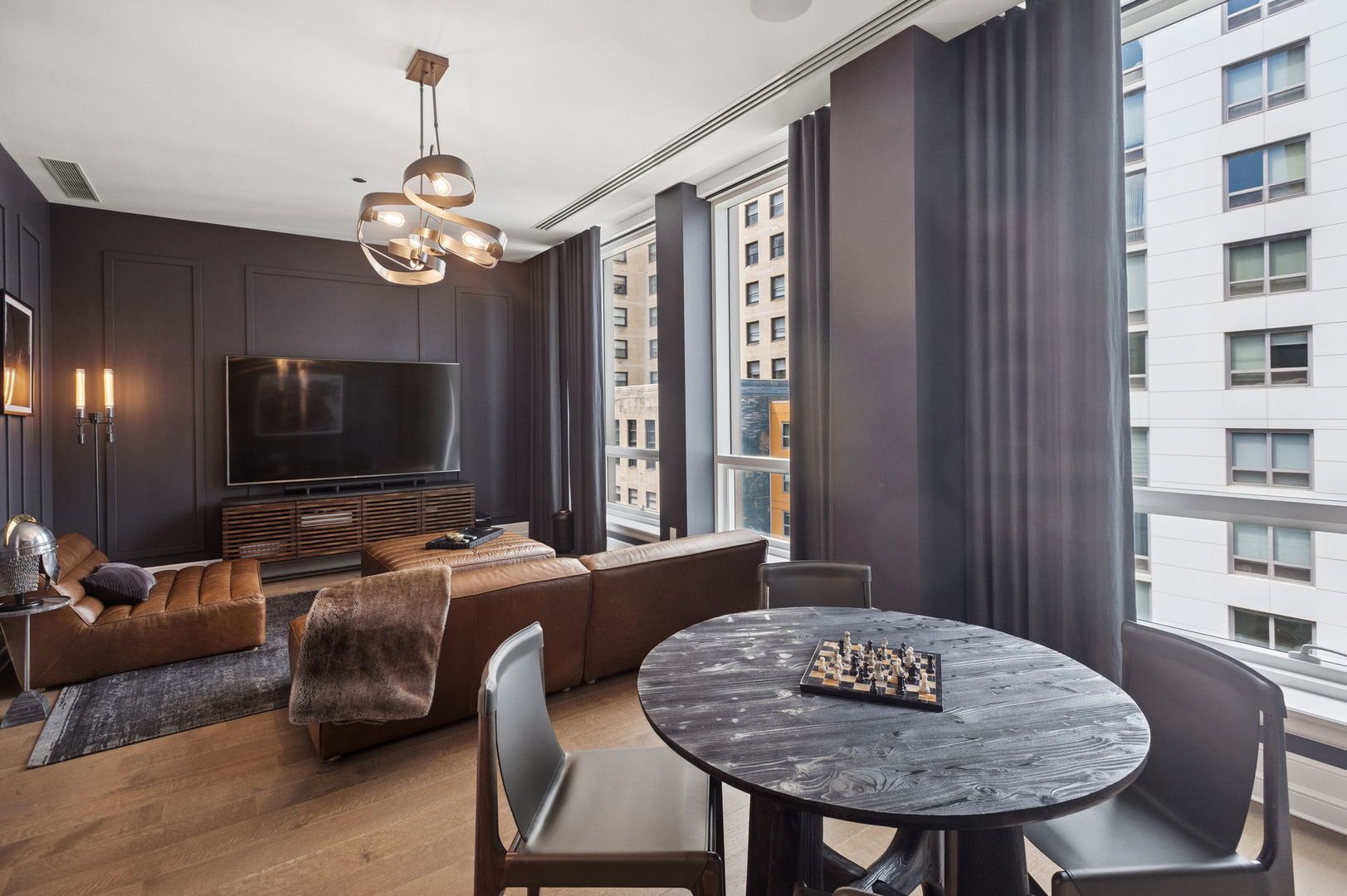435 North Michigan Avenue, Unit 1112 Chicago, IL 60611 - Photo 37 of 70 a view of a dining room with furniture window and wooden floor