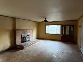 an empty room with windows