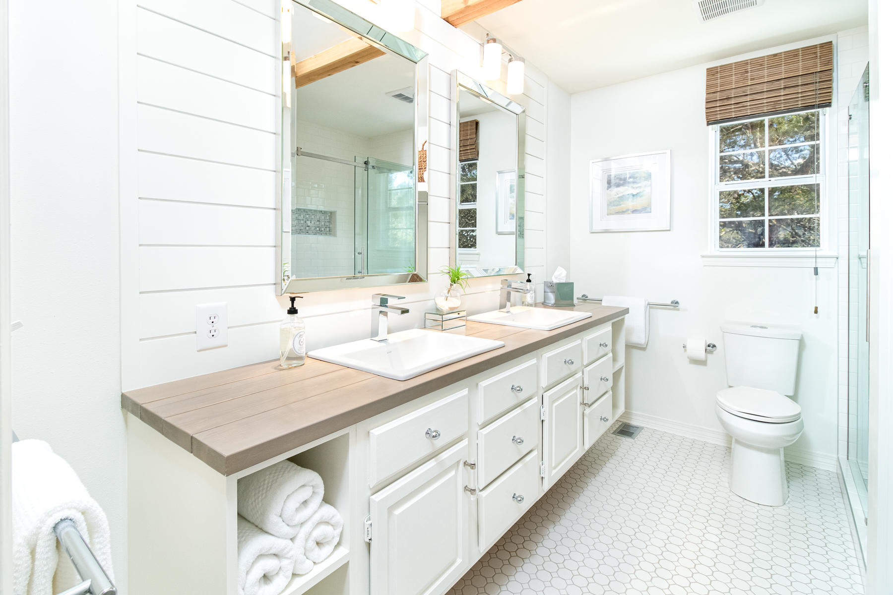 86 Crescent Road Santa Rosa Beach, FL 32459 - Photo 33 of 62 a bathroom with a double vanity sink toilet and a mirror