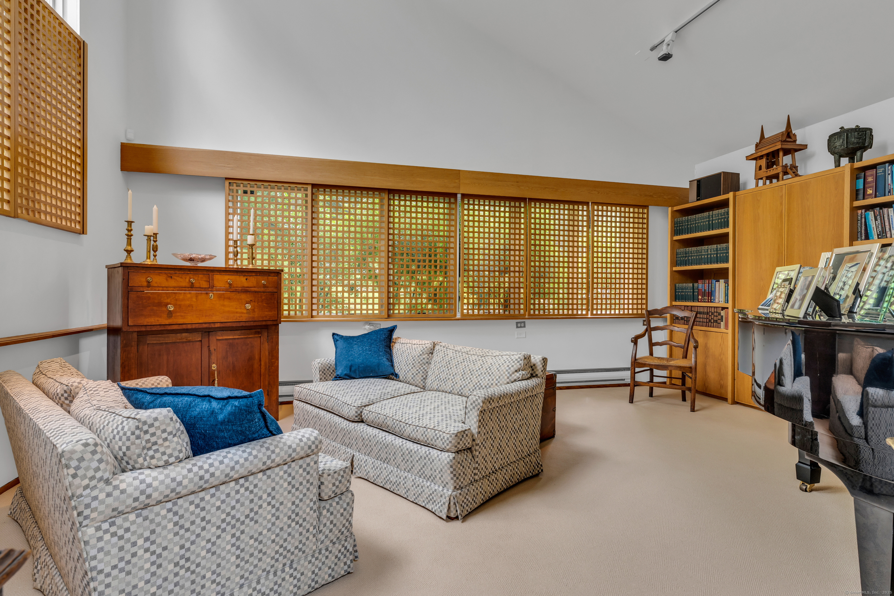 51 Andrews Road Guilford, CT 06437 - Photo 29 of 40 The Library. Note the custom wood window treatments.