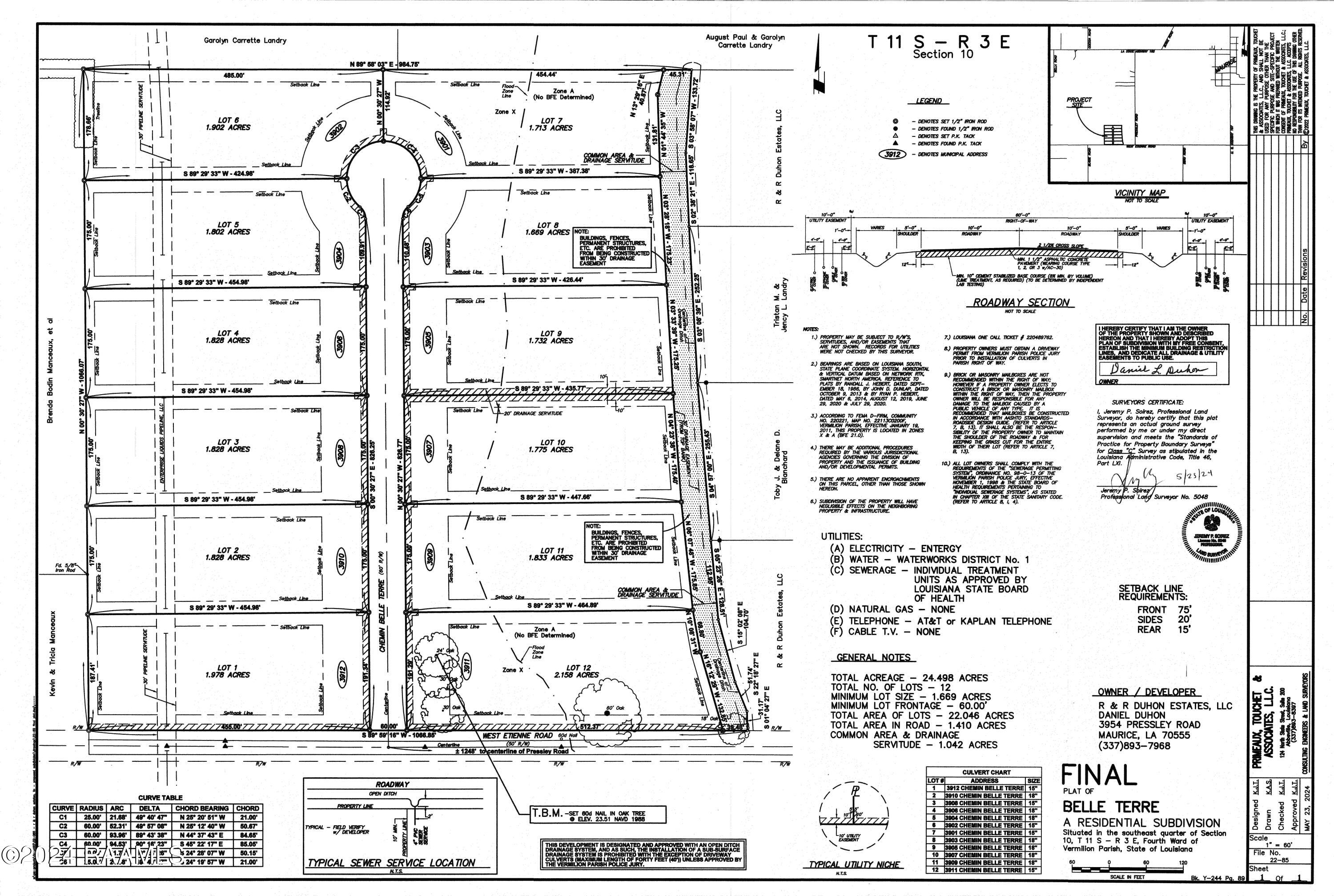 Belle Terre Subdivision FINAL PLAT OF SU