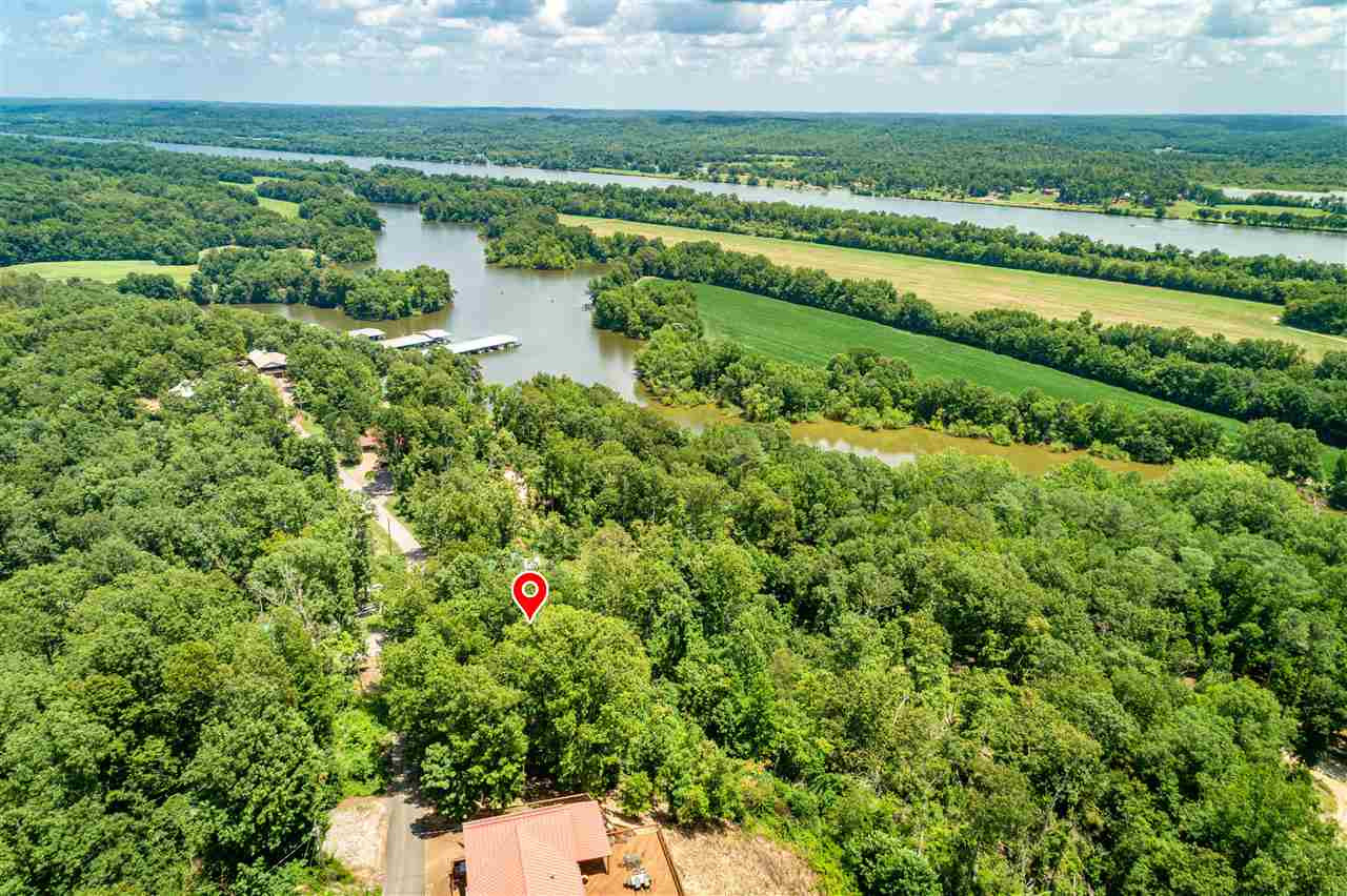 a view of a lake with a city