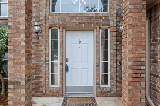 a front view of a building with a door