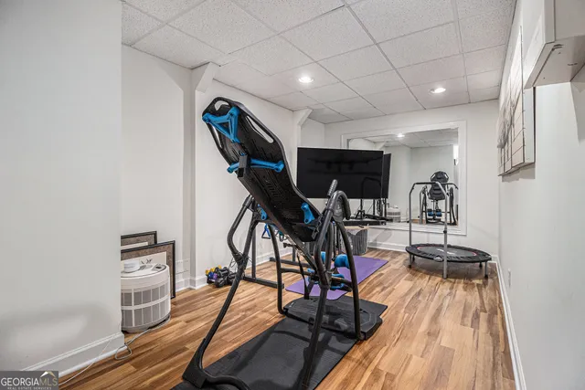 a view of a room with gym equipment
