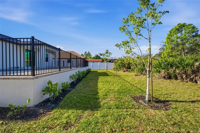a view of a garden with a flower garden