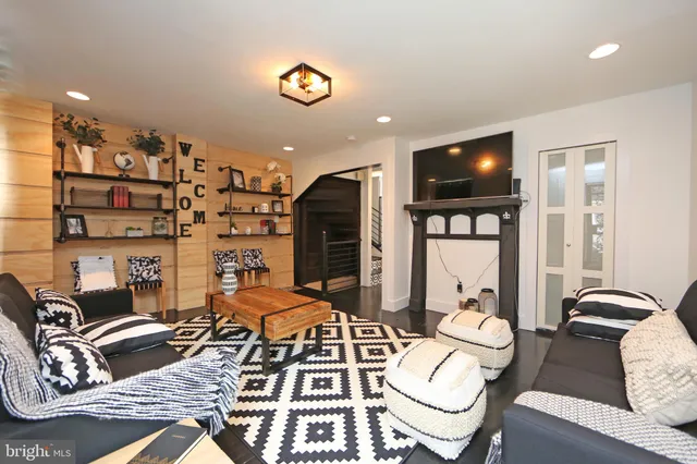 a view of a street with seating area