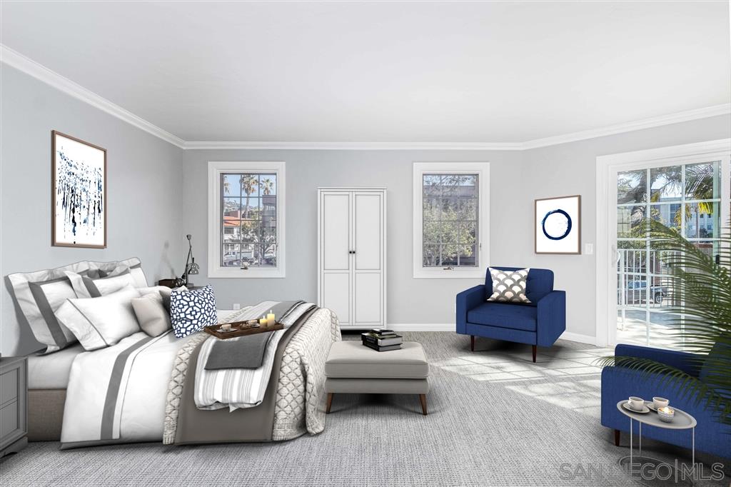 862 Prospect Street, Unit 1 La Jolla, CA 92037 - Photo 13 of 25 a bedroom with furniture and a window