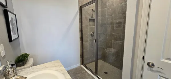 a bathroom with a shower