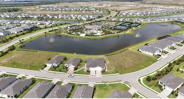 an aerial view of a house