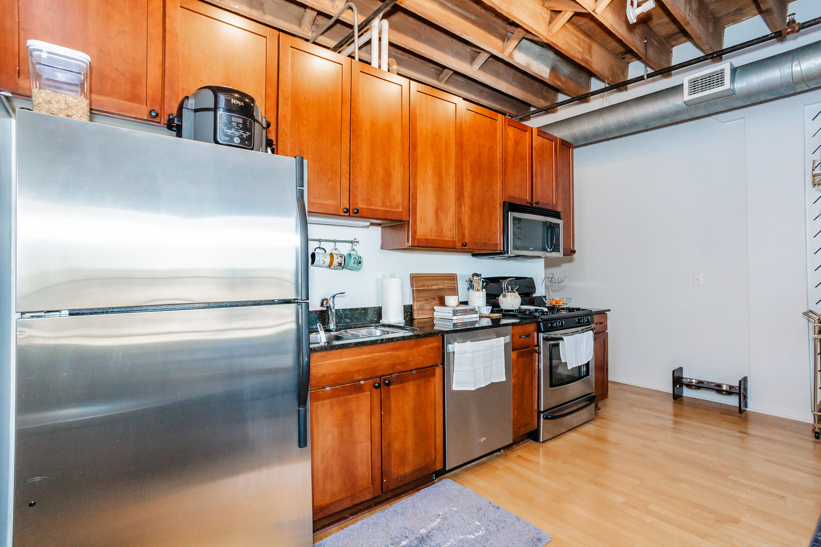 1503 South State Street, Unit 810 Chicago, IL 60605 - Photo 8 of 16 a kitchen with stainless steel appliances granite countertop a stove a sink and a refrigerator