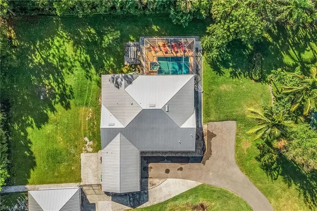 an outdoor space with seating