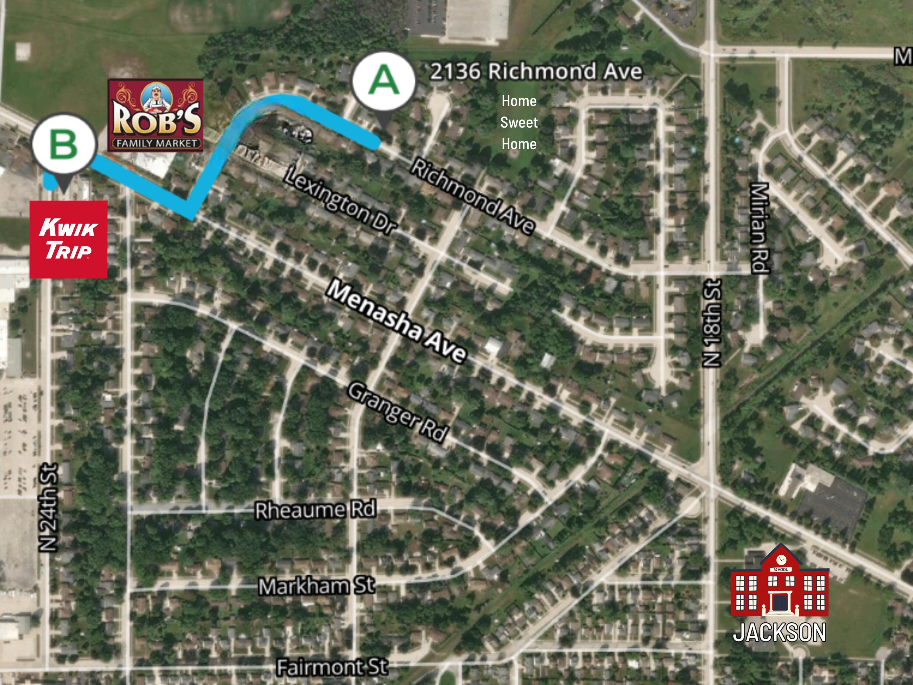 2136 Richmond Avenue Manitowoc, WI 54220 - Photo 15 of 31 Close to grocery, Kwik Trip, Park, and Jackson School