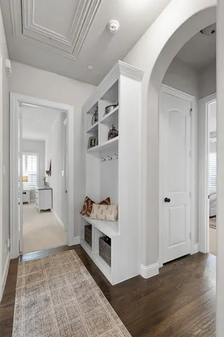 a view of a livingroom with furniture and wooden floor