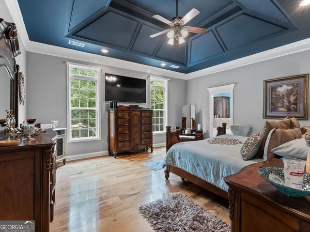 an aerial view of a house