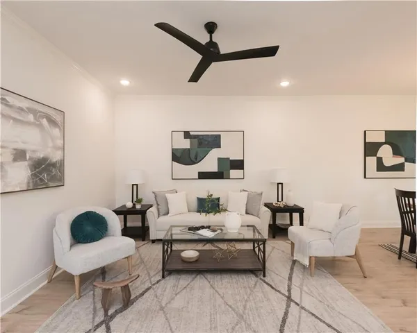 a living room with furniture