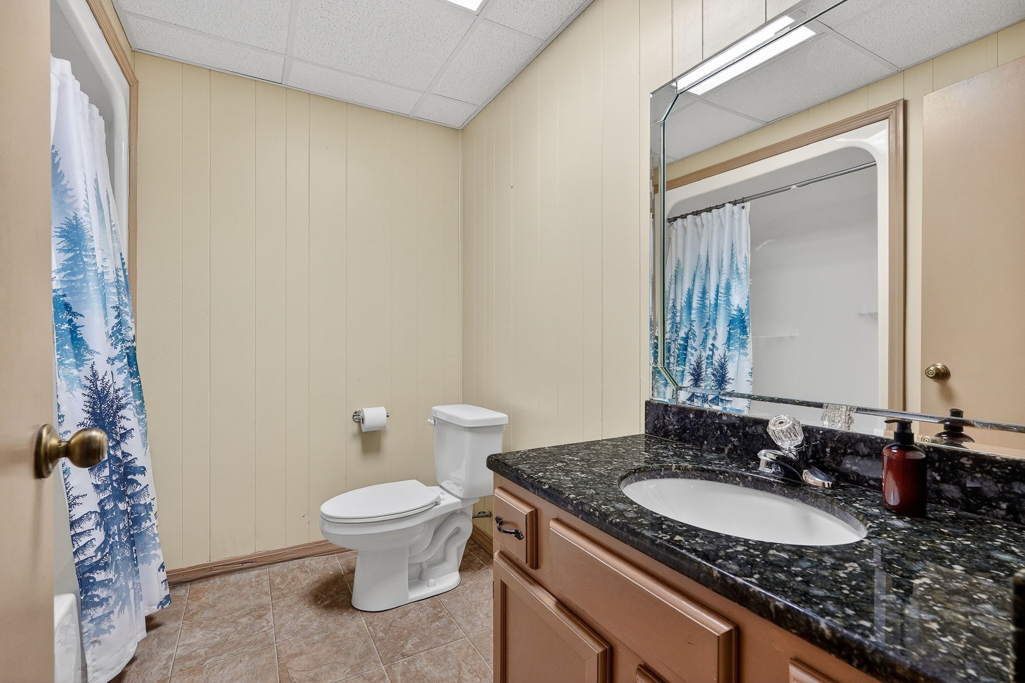 5642 Pates Ford Road Smithville, TN 37166 - Photo 25 of 32 a bathroom with a granite countertop sink and a mirror