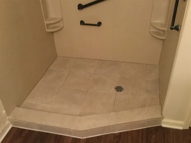 a bathroom with a shower