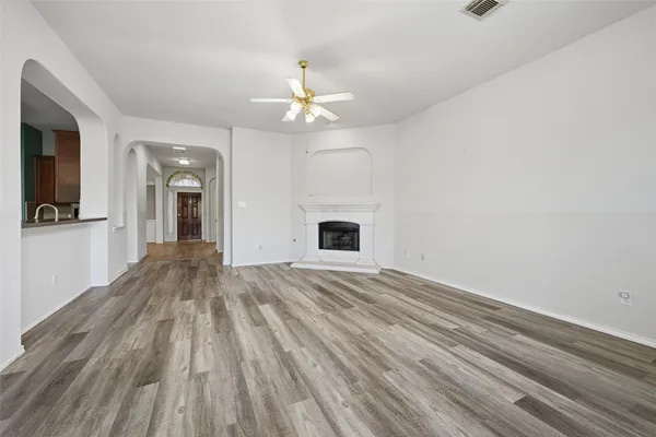 a view of a livingroom with a fireplace