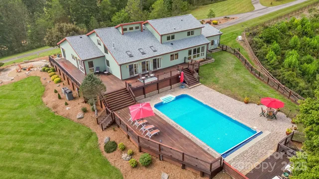 an aerial view of a house