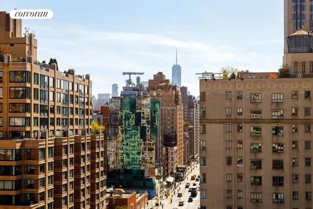 a view of a city with tall buildings