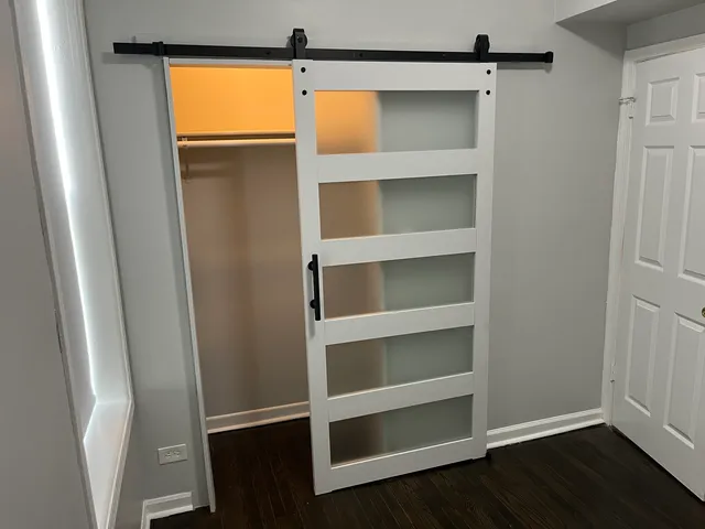 a view of an empty walk in closet