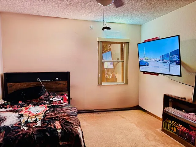 a view of a white house with a large tree