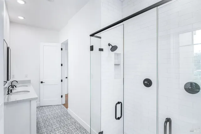 a bathroom with a shower