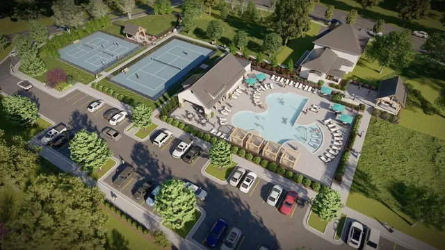 an aerial view of a city