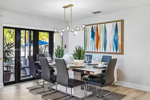 6140 Southwest 56th Court Davie, FL 33314 - Photo 20 of 69 Modern dining with statement art and molecular chandelier magic!