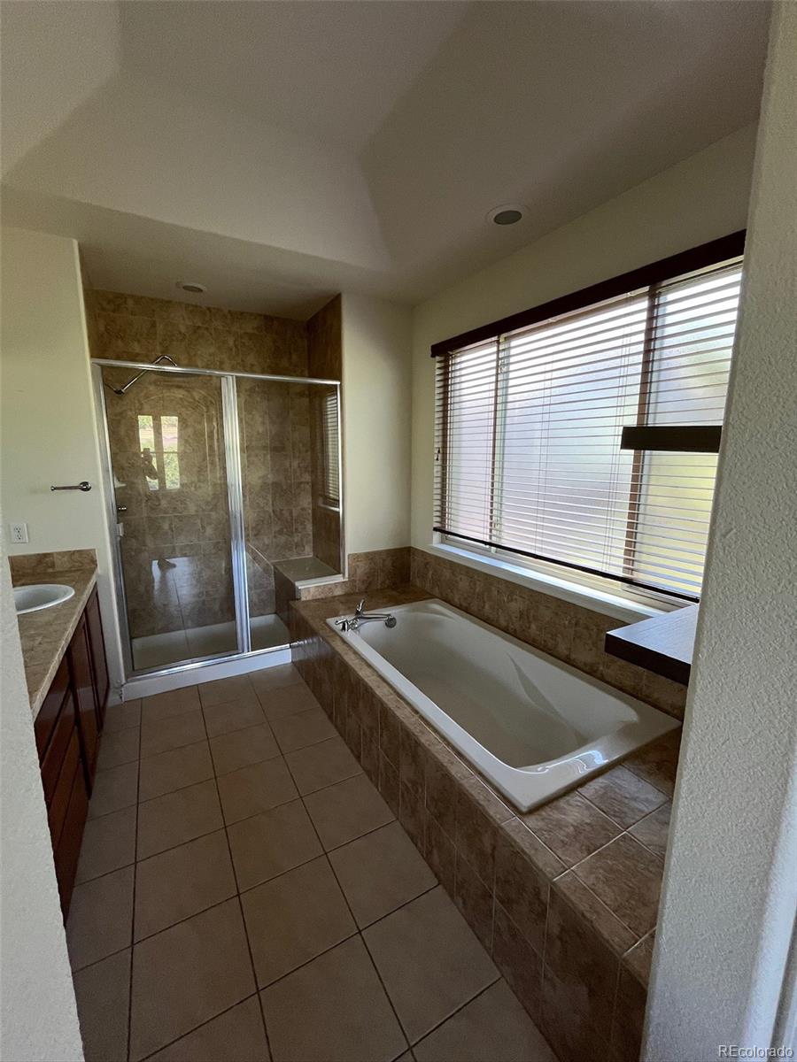 10158 RidgeGate Circle Lone Tree, CO 80124 - Photo 14 of 15 a large white tub sitting in a bathroom next to a window