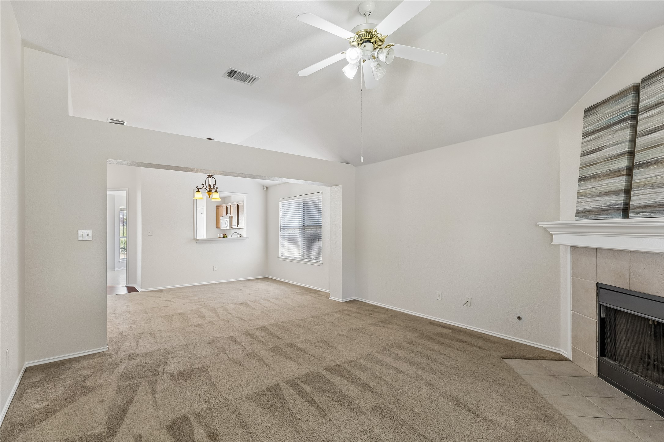 104 Cavalry Trail Elgin, TX 78621 - Photo 5 of 26 Cozy fireplace in the living room.