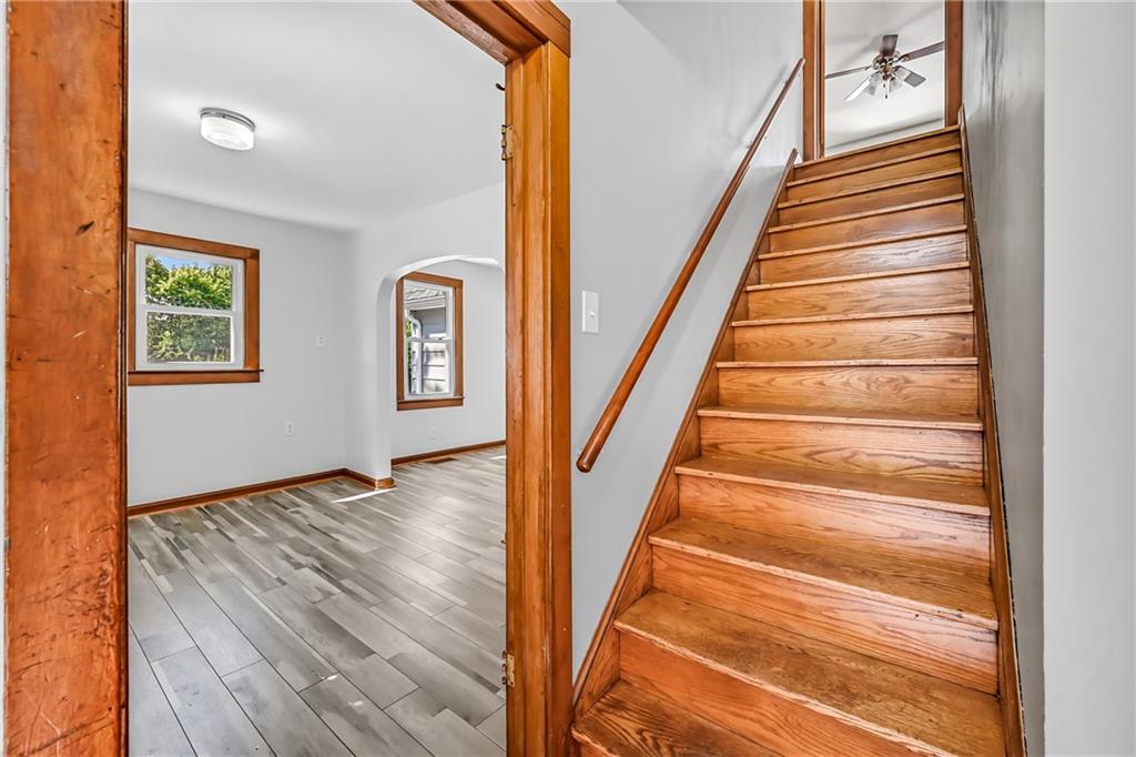609 Park Avenue Farrell, PA 16121 - Photo 29 of 49 a view of an entryway with wooden floor and stairs