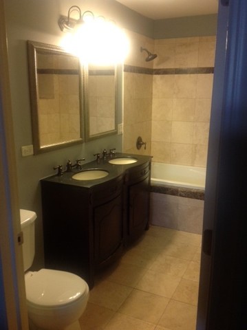 5201 South Indiana Avenue, Unit G Chicago, IL 60615 - Photo 2 of 5 a bathroom with a granite countertop sink toilet and shower