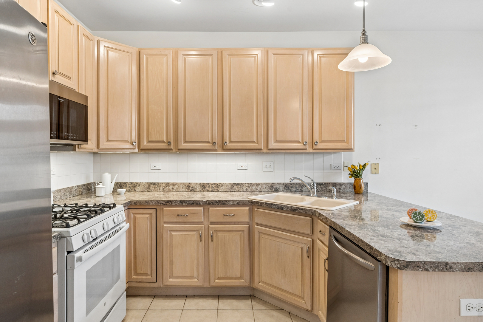 1738 Park Ridge Point Park Ridge, IL 60068 - Photo 7 of 27 a kitchen with stainless steel appliances granite countertop a sink stove and cabinets
